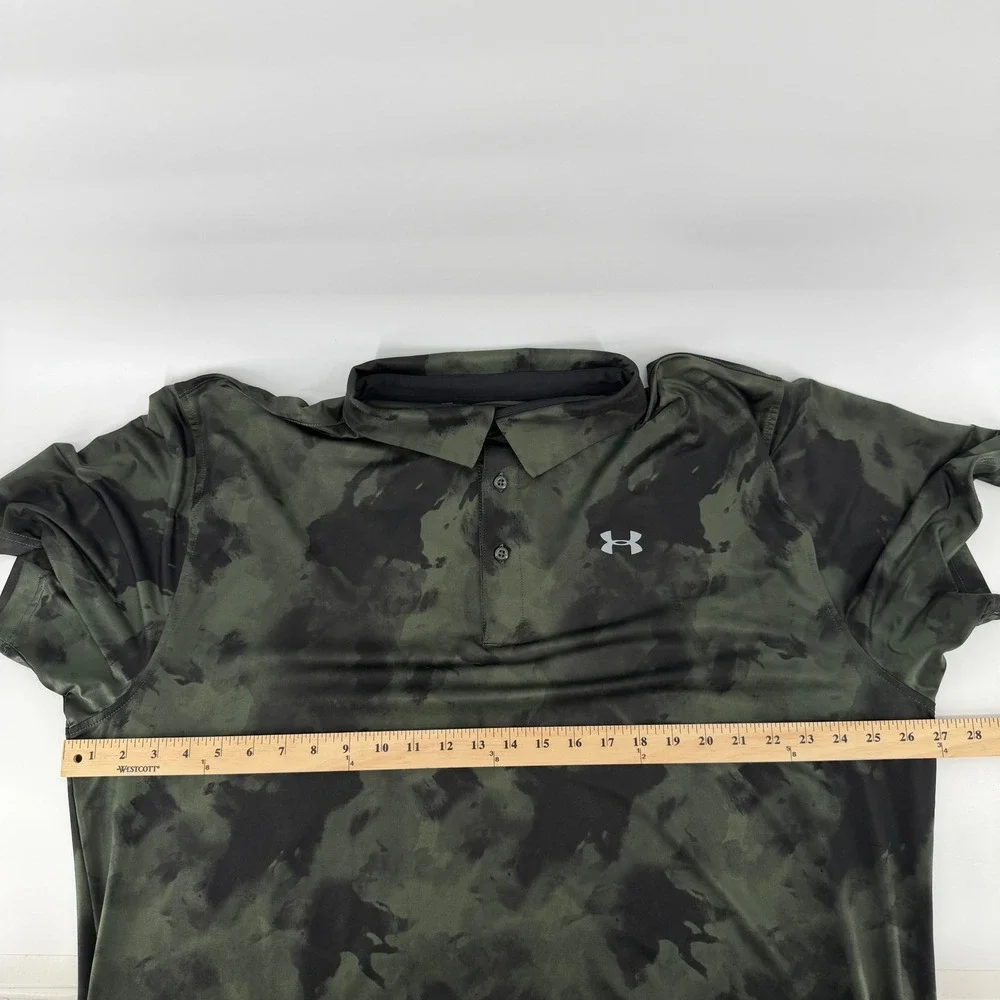 Under Armour Polo Shirt Mens 3XL Green Camo Wounded Warrior Project HeatGear